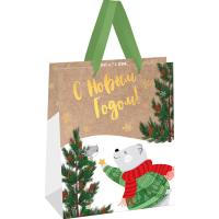 Пакет подарочный 18*23*10см "NY bear" крафт MESHU/MS_61635/Рельеф