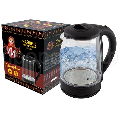 Чайник электр. 2л МАТРЕНА стекло, черный МА-009 Чайник электр. 2л МАТРЕНА стекло, черный МА-009