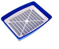 Туалет для кошек глубокий с сеткой синий ВАКА 