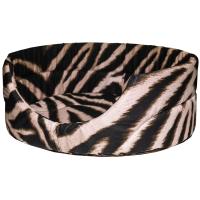 Лежанка овальная стеганая поролоновая САФАРИ ЗЕБРА БЕЖ  52*46*20см/DONBARON