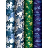 Упаковочная бумага 70*100см "Military" 80г/м2 глянц. ассорти, 4 дизайна MESHU/Рельеф