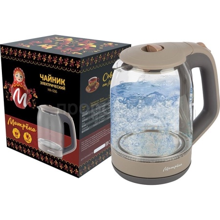Чайник электр. 1,8л МАТРЕНА стекло МА-006 бежевый   Чайник электр. 1,8л МАТРЕНА стекло МА-006 бежевый
