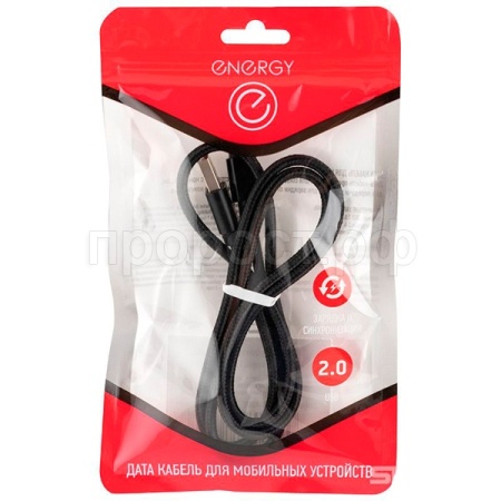 Кабель Energy ET-25 USB/Lightning черный 104101 /100шт/