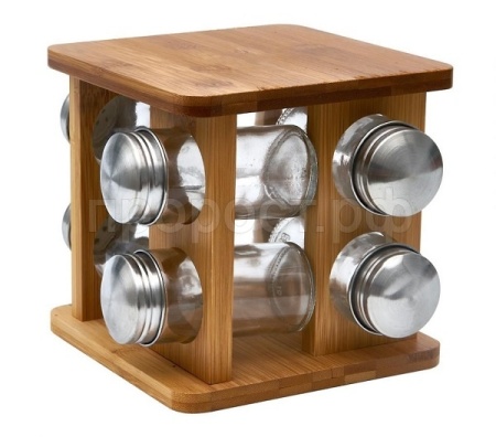 Набор д/специй 9пр (8 банок*100мл + вращающ/подставка) 19*19*15,5см КТ-ОС-03 /6шт/Катунь