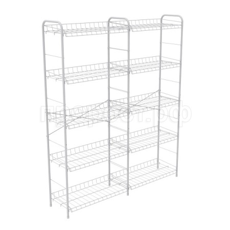 Стеллаж-полка 2*5-ти ярус. хозяйственная 129,5*28*156,5см белый СПУ3/Б