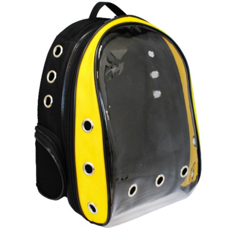 Рюкзак-переноска д/животн.с панор.видом вентил.отверст.21x23x41см черно-желтый/Рп18ж/Евро