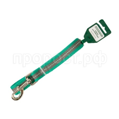 Поводок капрон 25мм*1,5м зеленый с серой полосой DONBARON