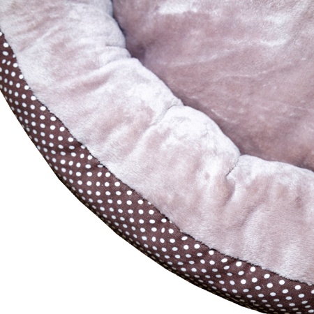 Лежанка ватрушка плюш коричневый горох 56*17см/DONBARON