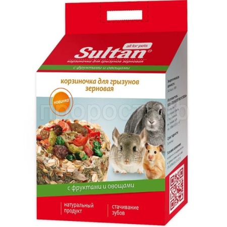 Лакомство для грызунов зерновой пресс  корзина круглая фрукто-овощная Султан