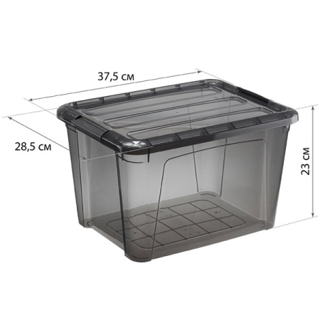 Ящик КИП с крышкой 15,5л 37,5x28,5x23см черно-прозрачный М2337 /5шт/М-пласт