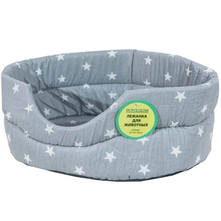 Лежанка овальная стеганая поролоновая хлопок Звезды МИКС 52*46*20см/DONBARON