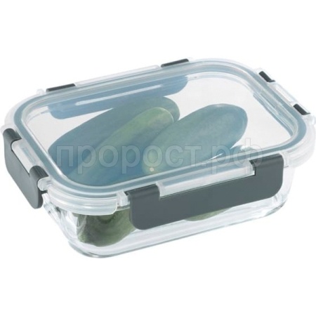 Контейнер Praktisch 0,6л жаропр стекла с крышкой с заж.пласт 106025 /24шт/ Leonord