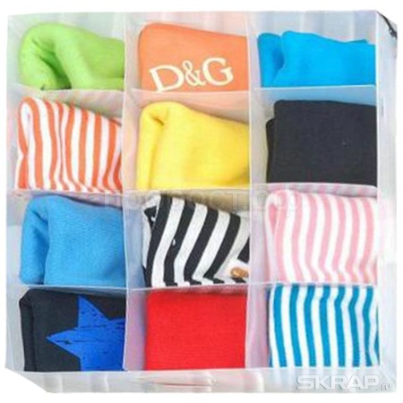 Коробка д/белья PSB-03/12 12 ячеек 30*30*10см 312553 /10/50шт/Рыжий Кот