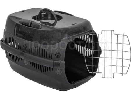 Переноска Спутник №2 ZooM с метал дверцей+наплечный ремень+мис до12кг 33*49*32см чер/чер/4094/