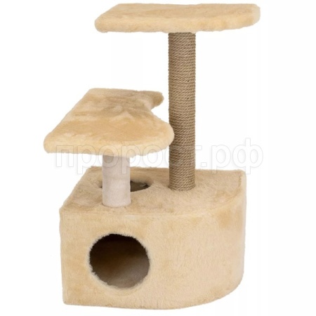 Когтеточка Домик ЧИП круглый с полкой, столбик джут 48*51*h71см бежевый/8347/Дарэлл