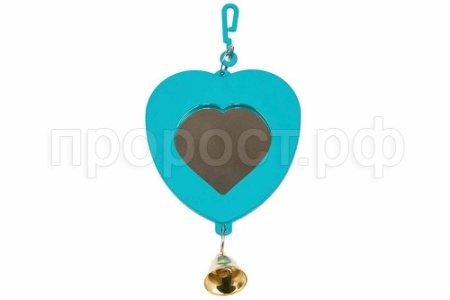 Игрушка для птиц Зеркало Сердечко с колокольчиком