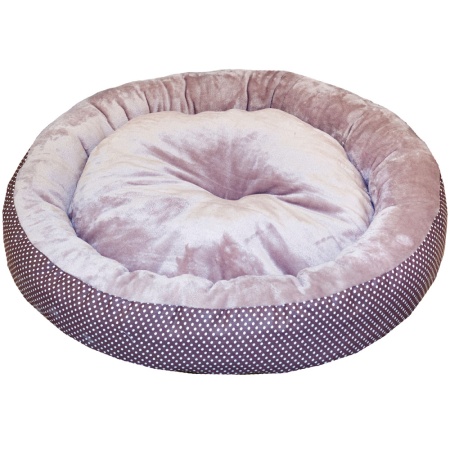 Лежанка ватрушка плюш коричневый горох 56*17см/DONBARON