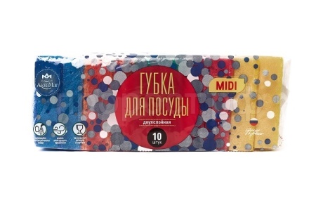 Губка д/посуды (10шт набор)  ГП-003 /40шт/ АкваМаг