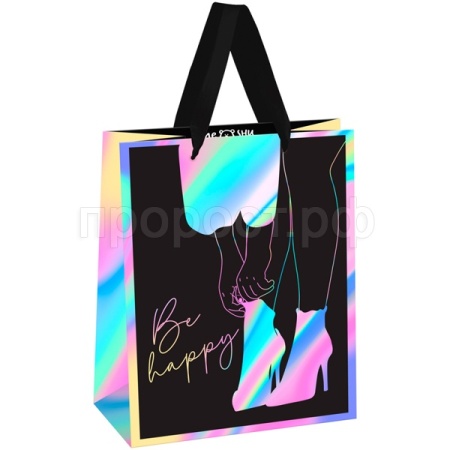 Пакет подарочный 18*23*10см "Women style" голографический картон MESHU/Рельеф