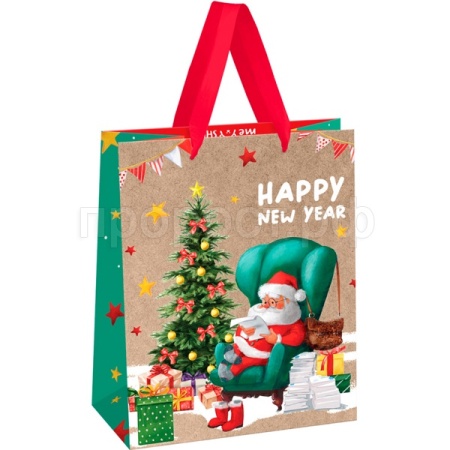Пакет подарочный 18*23*10см "Santa" крафт MESHU/MS_61637/Рельеф