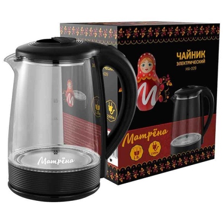 Чайник электр. 2л МАТРЕНА стекло, черный МА-009 Чайник электр. 2л МАТРЕНА стекло, черный МА-009